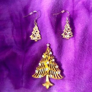 Christmas Tree Pin with earrings set